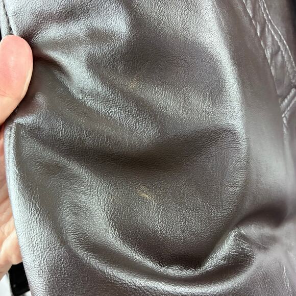 90 Y2K Centigrade Dark Brown Leather Jacket Women 1X Mid Length Satin Lined READ - Picture 12 of 16